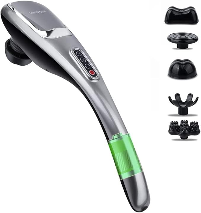 MEGAWISE Handheld Back Massager | Deep Tissue Percussion Massage Back Neck Shoulders Waist and Legs (Cordless 2023 Updated Ver.)