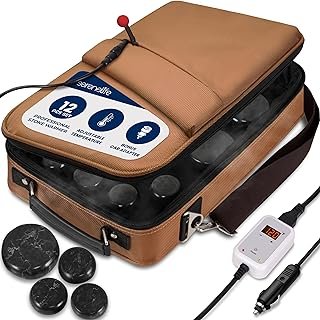 SereneLife Portable Massage Stone Warmer Set - Electric Spa Hot Stones Massager and Heater Kit